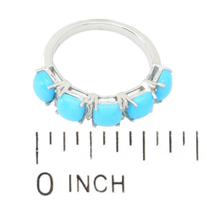 Elemental Gems Platinum Plated Sleeping Beauty Turquoise & Zircon Ring