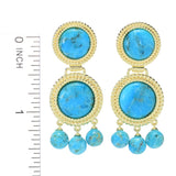 Elemental Gems 18K Gold Plated Mohave Turquoise Rope Detailed Drop Earrings