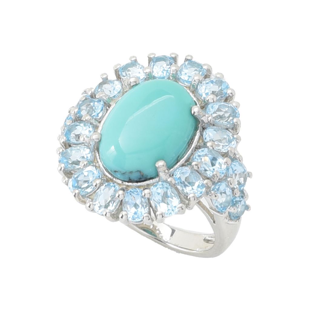 Elemental Gems 14x10mm Campitos Turquoise & Sky Blue Topaz Ring