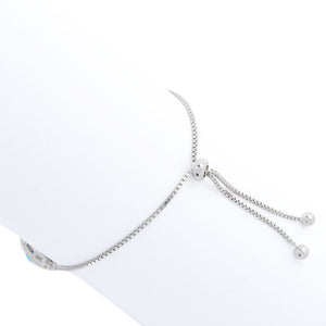 Elemental Gems Sleeping Beauty Turquoise & White Topaz Bolo Bracelet
