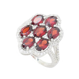 Elemental Gems Platinum Plated 4.95ctw Garnet & White Zircon Cluster Ring