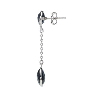 Elemental Gems Platinum Plated Cushion Shape Black Onyx Dangle Earrings