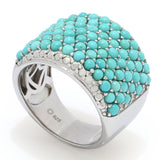 Elemental Gems Platinum Plated 2mm Campitos Turquoise Pave Wide Band Ring