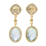 Elemental Gems 18K Gold Plated 14.42ctw Prasiolite 1.25" Drop Earrings