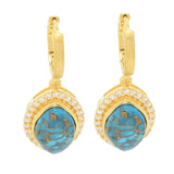 Elemental Gems 14x9mm Blue Copper Turquoise & Zircon Drop Earrings