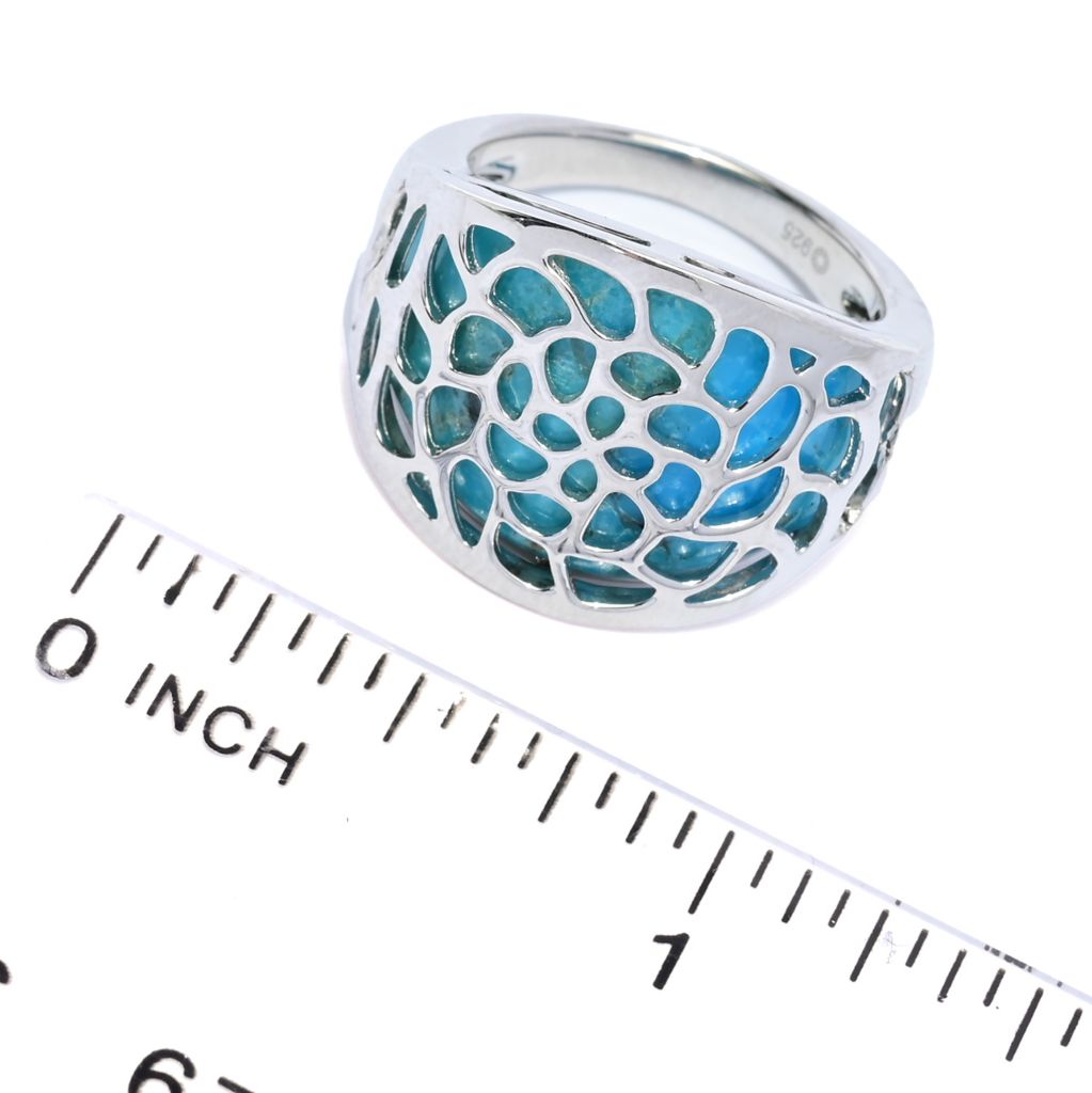 Elemental Gems Platinum Plated Blue Mohave Turquoise Inlay Overlay Ring