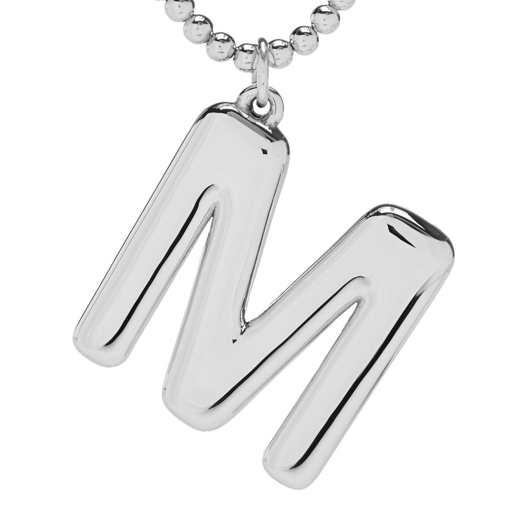 Sorrento Italian Silver Choice of Initial Pendant w/ 4mm Beaded