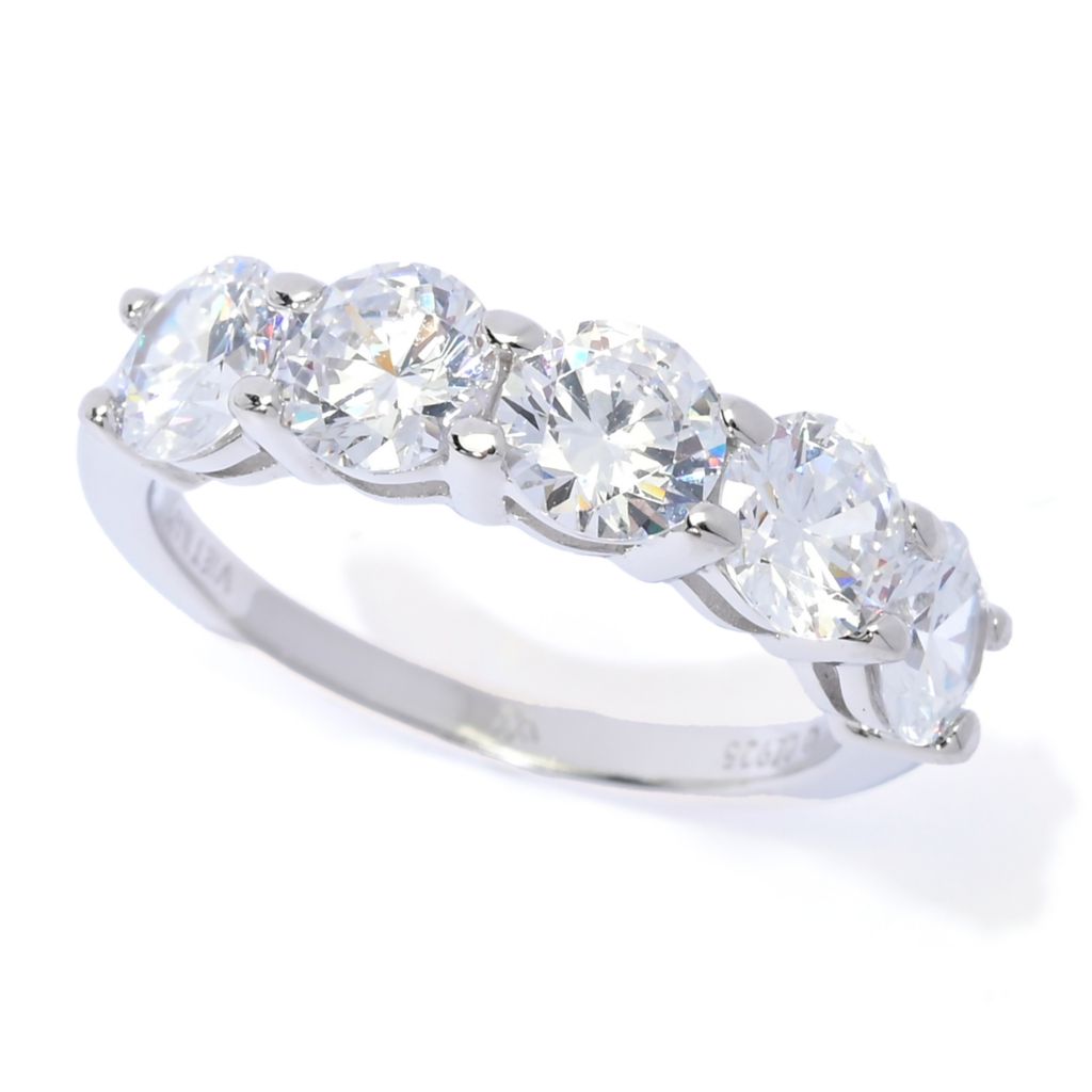 Brilliante Platinum Plated 0.75 DEW Simulated Diamond 5-Stone Ring