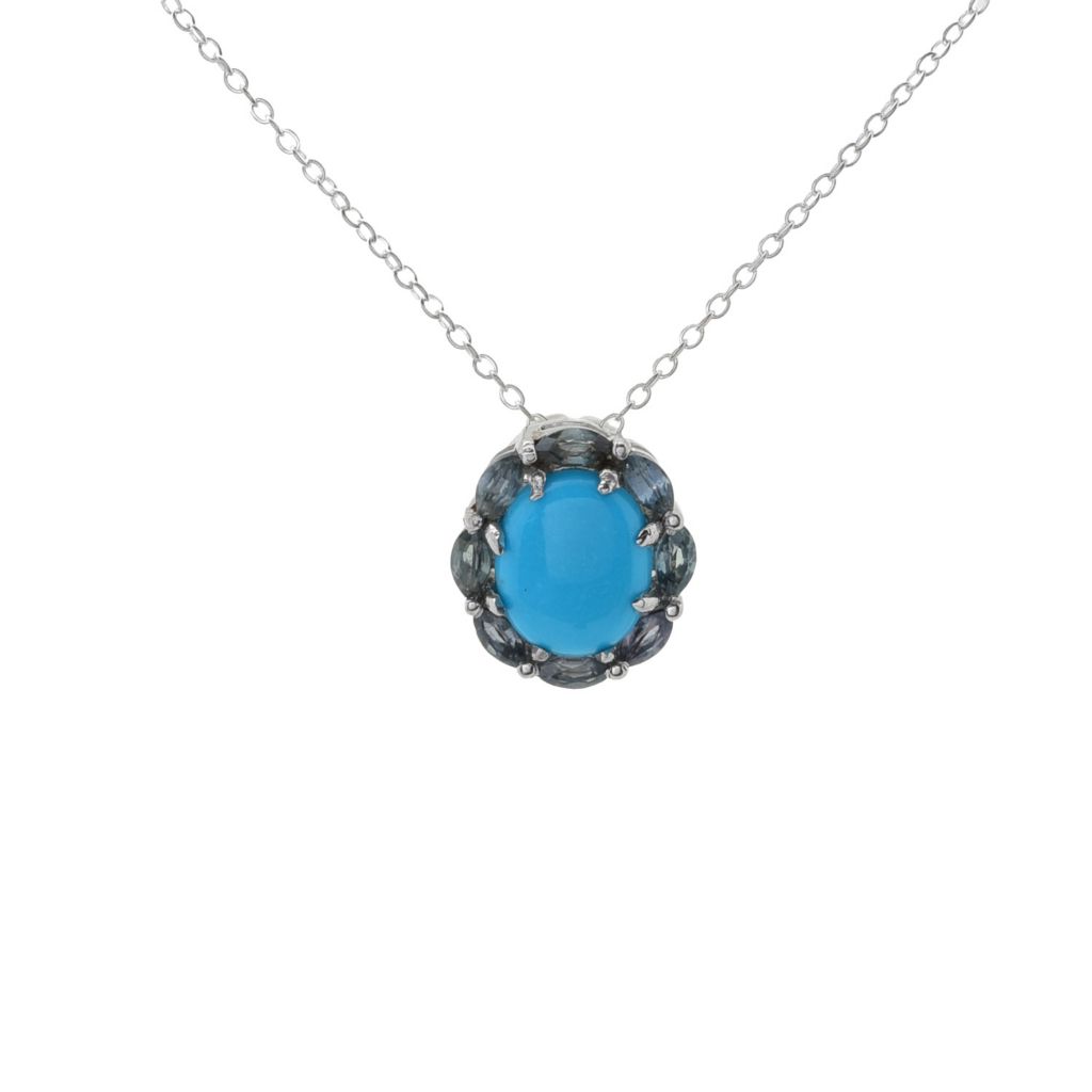 Elemental Gems Sleeping Beauty Turquoise & Montana Sapphire Pendant w/ Chain