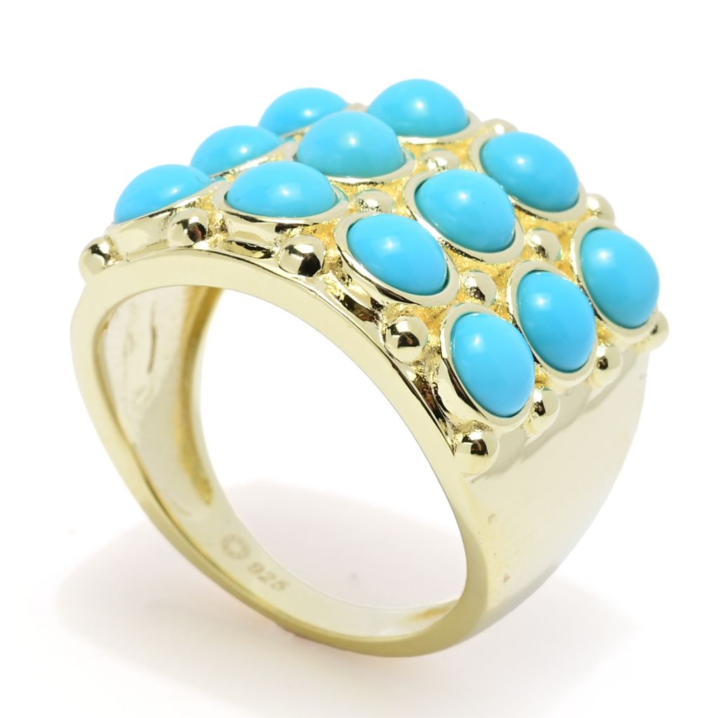Elemental Gems Sleeping Beauty Turquoise Triple Row Wide Band Ring