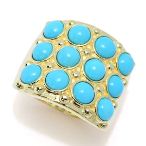 Elemental Gems Sleeping Beauty Turquoise Triple Row Wide Band Ring