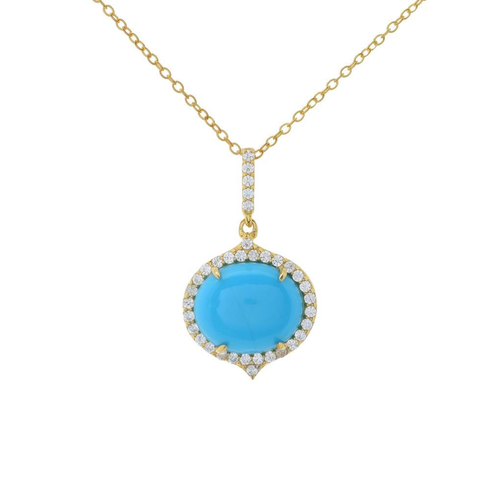Elemental Gems Sleeping Beauty Turquoise & Zircon East-West Pendant