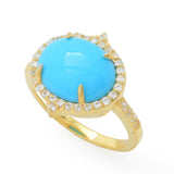 Elemental Gems Sleeping Beauty Turquoise & Zircon East-West Ring