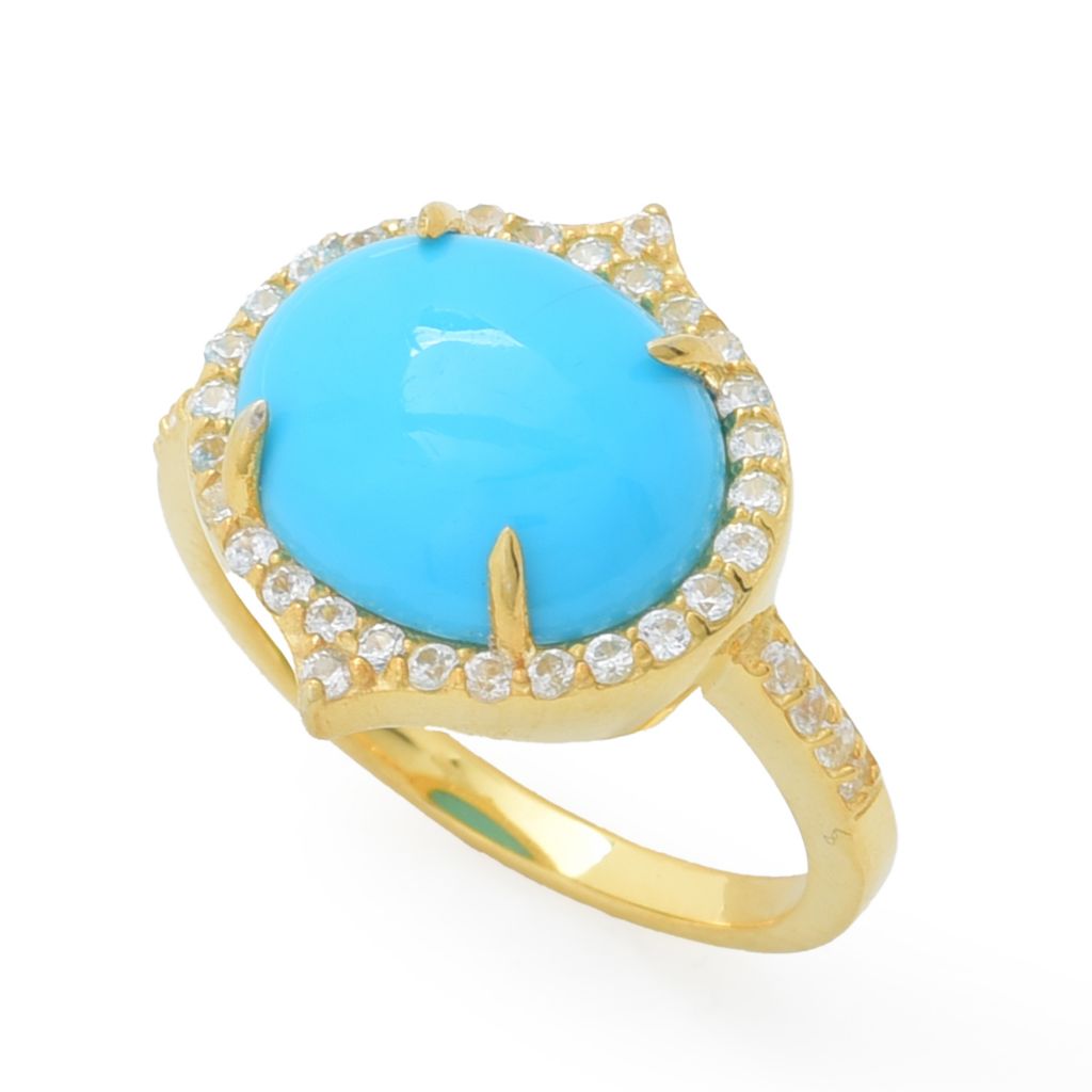 Elemental Gems Sleeping Beauty Turquoise & Zircon East-West Ring