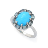 Elemental Gems Sleeping Beauty Turquoise & Montana Sapphire Halo Ring