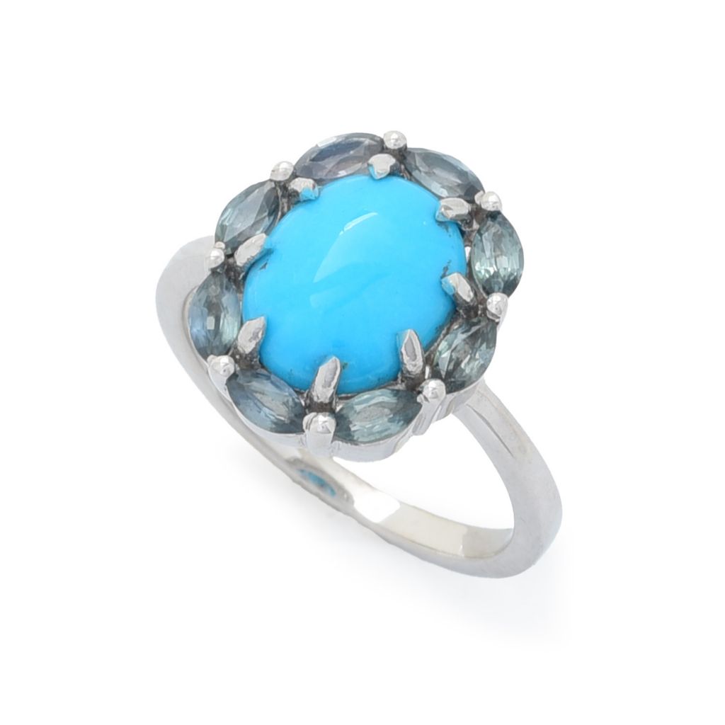 Elemental Gems Sleeping Beauty Turquoise & Montana Sapphire Halo Ring