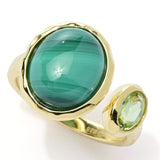 Elemental Gems 18K Gold Plated Choice of Gemstone Hammered Ring