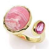Elemental Gems 18K Gold Plated Choice of Gemstone Hammered Ring