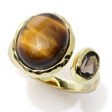 Elemental Gems 18K Gold Plated Choice of Gemstone Hammered Ring