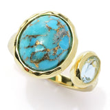 Elemental Gems 18K Gold Plated Choice of Gemstone Hammered Ring