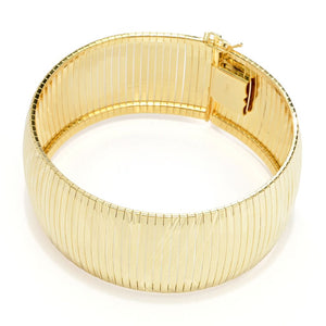 Toscana Italiana 18K Gold Plated "Tigre" Textured Wide Cuff Bracelet