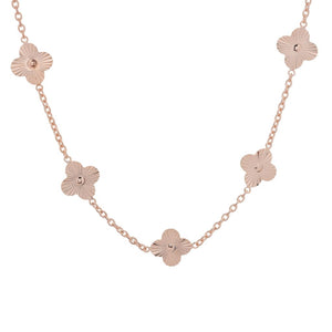 Toscana Italiana 18K Gold Plated or Platinum Plated Clover Station Necklace