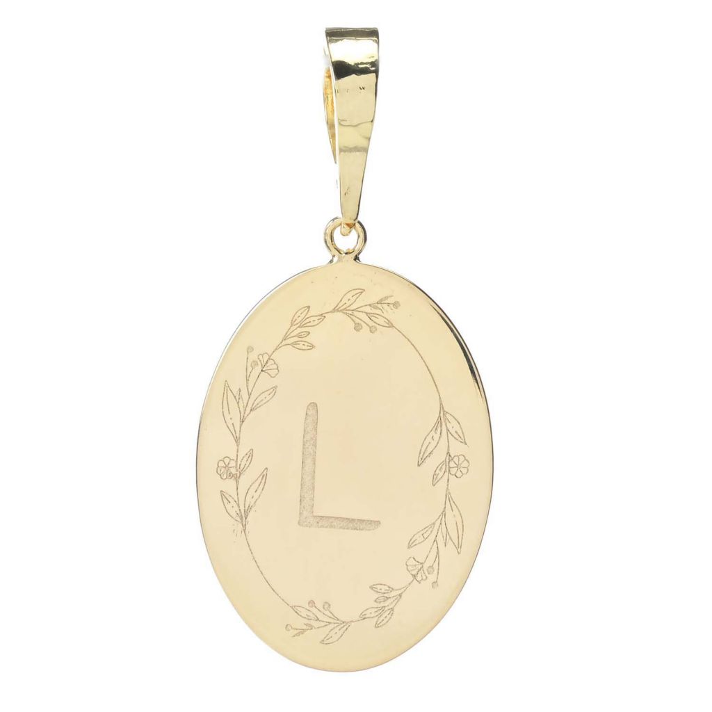 Toscana Italiana 18K Gold Plated Floral Detailed Initial Enhancer Pendant