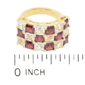 Gem Treasures 18K Vermeil 8.19ctw Garnet & White Topaz Triple Row Ring