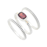 Artisan Silver by Samuel B. Choice of Gemstone Set of 3 Stack Band Rings