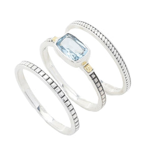 Artisan Silver by Samuel B. Choice of Gemstone Set of 3 Stack Band Rings