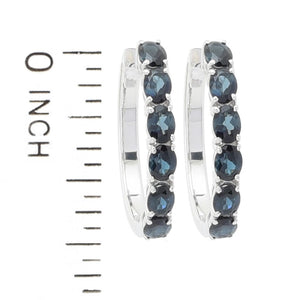 Gem Treasures Sterling Silver 2.04ctw Indicolite 6-Stone Hoop Earrings
