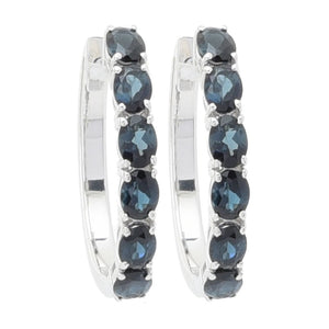 Gem Treasures Sterling Silver 2.04ctw Indicolite 6-Stone Hoop Earrings