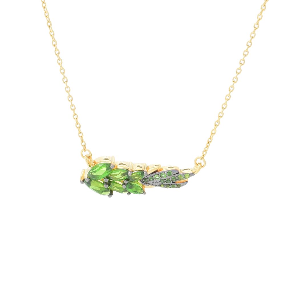 Gem Treasures 1.76ctw Chrome Diopside Floral Cluster Necklace