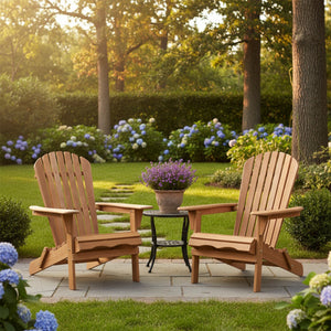 Outdoor Wooden Folding Adirondack Chair Set of 2