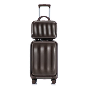 ABS Spinner Wheel Luggage Set with Cosmetic Case - Brown