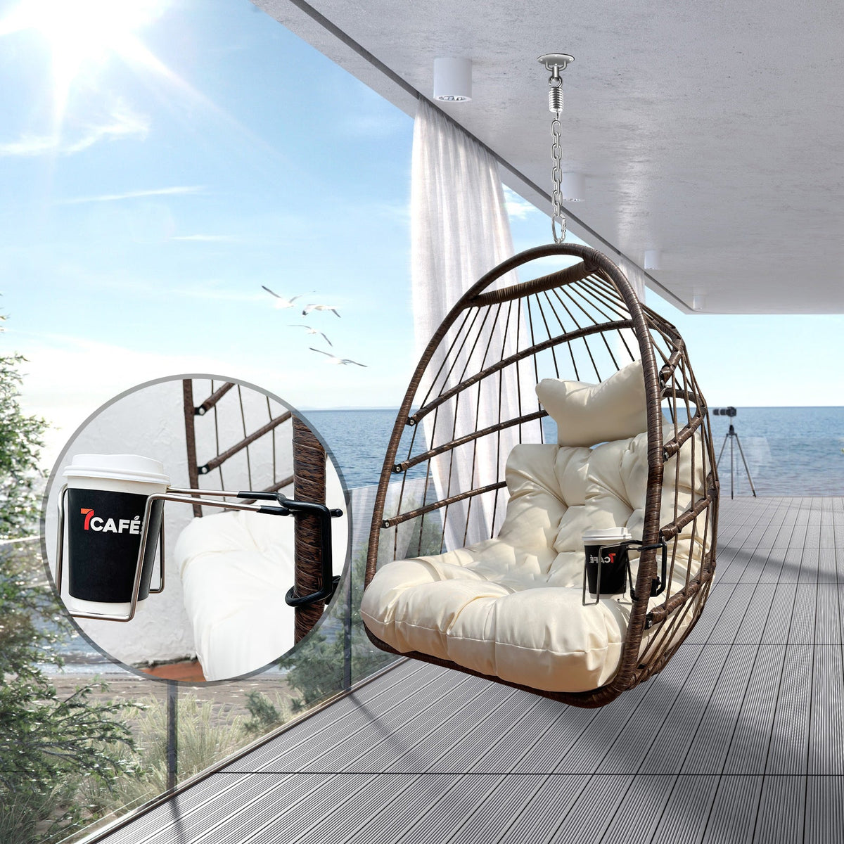 Khaki Hanging Swing Egg Chair