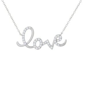 Platinum Plated White Zircon Inspirational Word 18"+2" Necklace