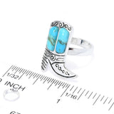 Southwest Elements Sterling Silver Kingman Turquoise Cowboy Boot Ring
