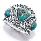 Southwest Elements Sterling Silver Choice of Mohave Turquoise 3-Stone Ring