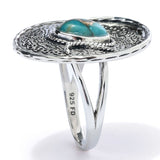 Southwest Elements Sterling Silver Kingman Turquoise Cowboy Hat Ring