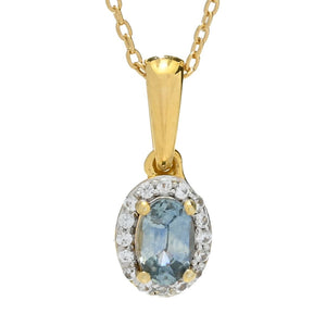 Gem Treasures 0.66ctw Oval Montana Sapphire & Zircon Pendant w/ Chain