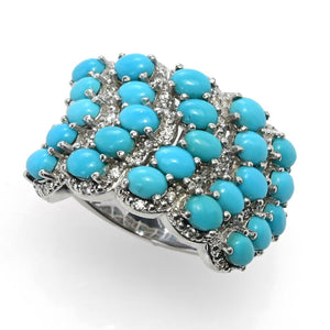 Gem Treasures Sleeping Beauty Turquoise & White Zircon Multi Row Ring