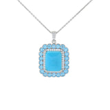 Gem Treasures Sleeping Beauty Turquoise, Blue Topaz & Zircon Pendant w/ Chain