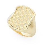 Toscana Italiana 18K Gold Plated Polished & Diamond Cut Shield Ring