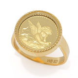 Lambert Cheng Sterling Silver & 24K Gold Leaf Choice of Design Milgrain Coin Ring