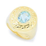 Toscana Italiana 18K Gold Plated Choice of Gemstone Greek Key Halo Ring