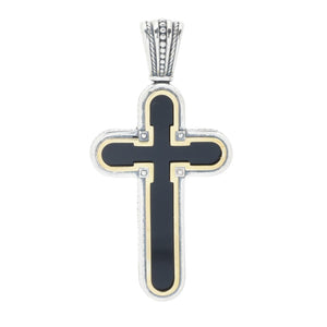 Konstantino 18K Gold Accented Black Onyx 2.25" Cross Pendant