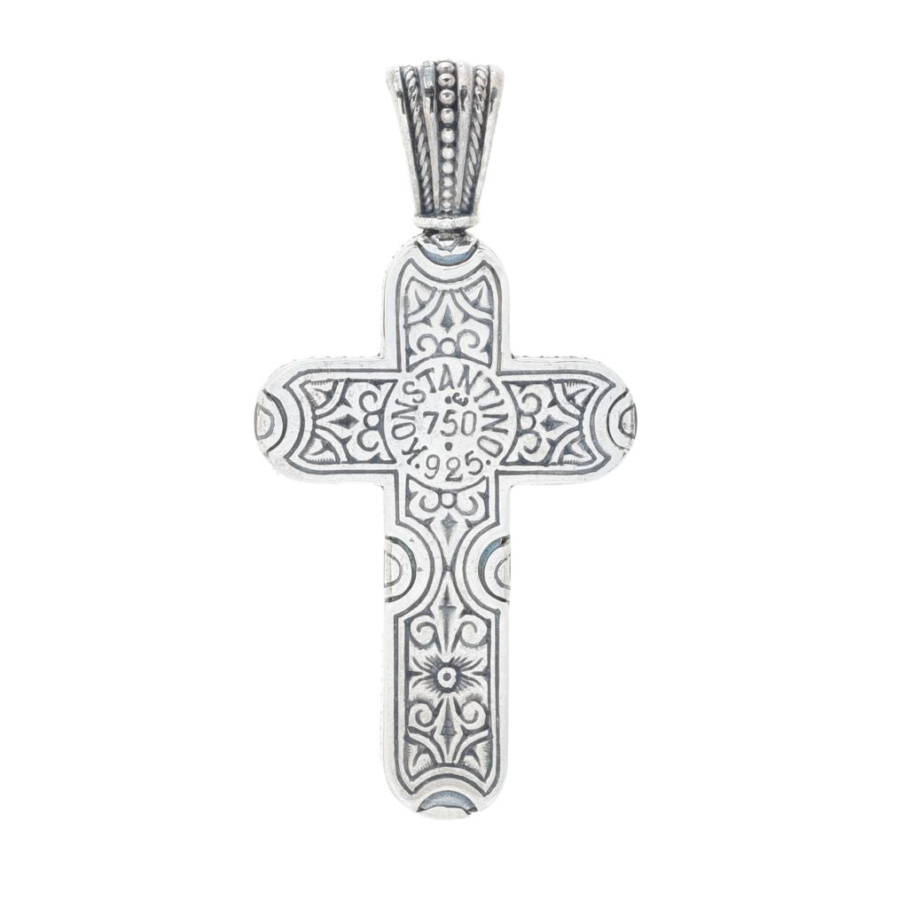 Konstantino 18K Gold Accented Black Onyx 2.25" Cross Pendant