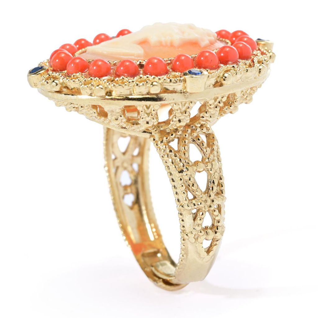 Cameo Italiano "Victoria" 16x12mm Shell Portrait Cameo & Choice of Gem Ring