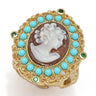 Cameo Italiano "Victoria" 16x12mm Shell Portrait Cameo & Choice of Gem Ring